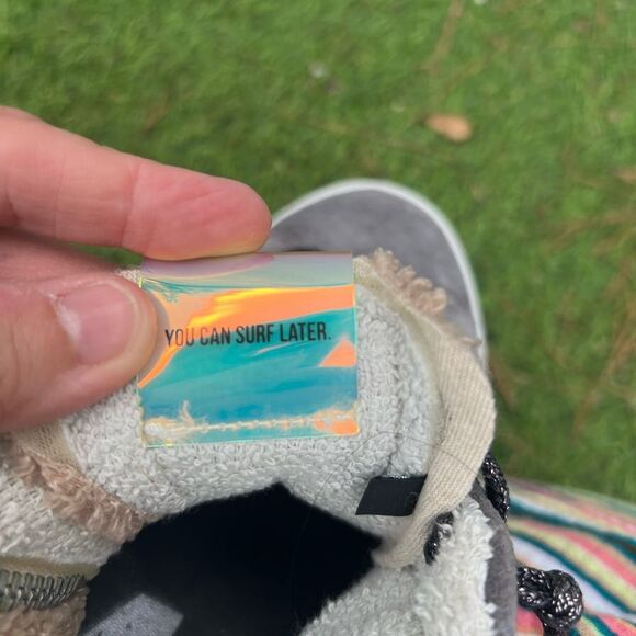 P448 Womens Star High Top Gray Suede Light Brown Sherpa Sneaker SIZE 37 6.5 to 7 - Picture 8 of 9